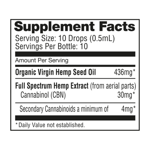 CL 1NH CBN NuLeaf Bottle Label Human 5mL 1 31 22 web sup facts 600x600 1